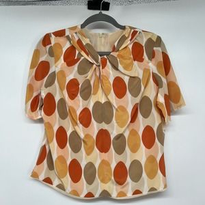 VTG William Pearson Geometric Print Twisted Neck Blouse Women's Size L